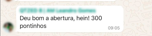 Fonte: Resultado do cliente da Quatzed em 10/01/2025, enviado às 9h05. Ele conseguiu 300 pontos. Retornos passados não são garantia de retornos futuros. O investimento em renda variável envolve risco, e pode causar prejuízo ao investidor.