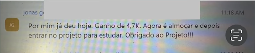 Fonte: Mensagem enviada por usuário do Ogro Trading System