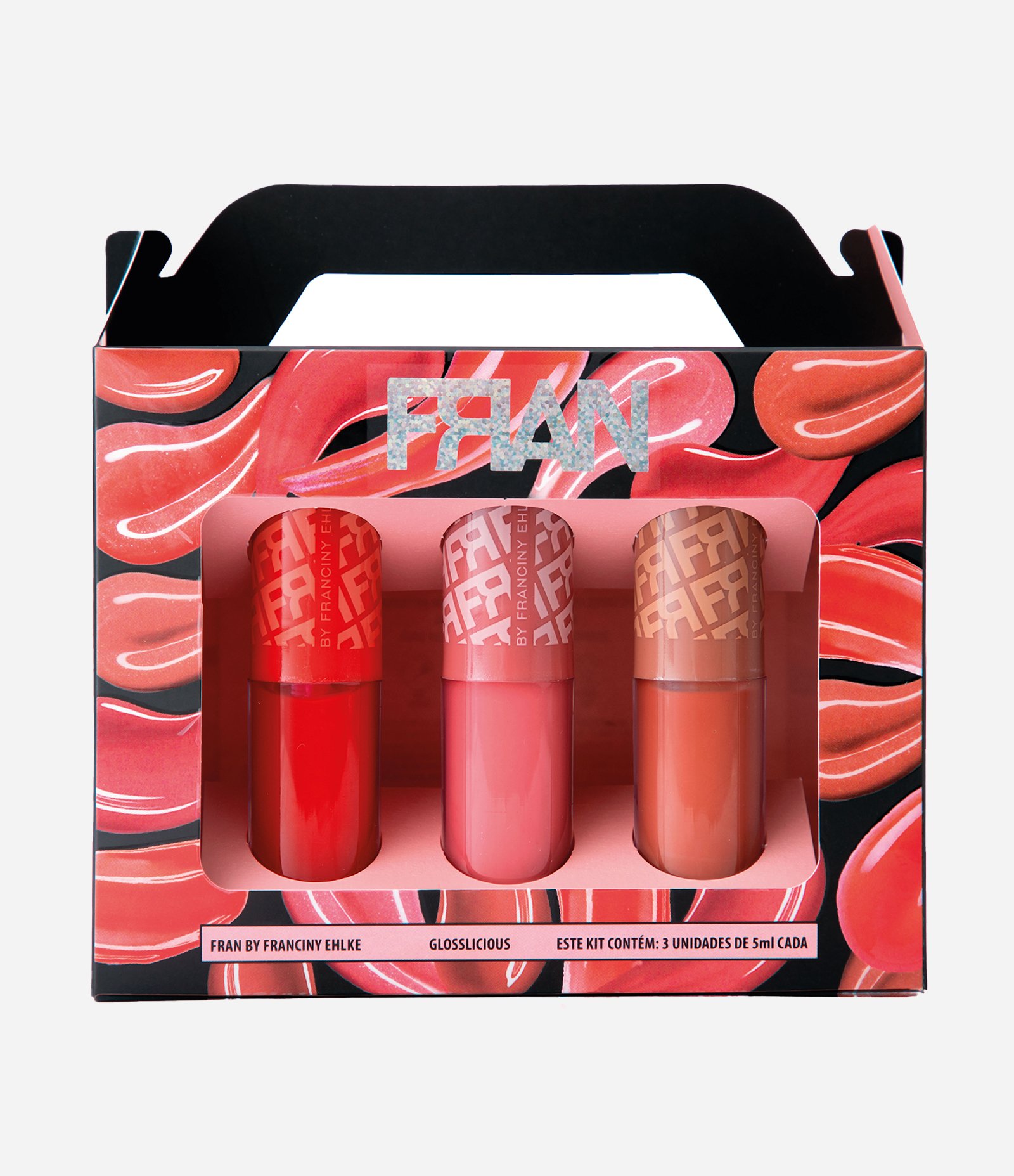 Kit com 3 Glosses Glosslicious Fran, da Franciny Ehlke